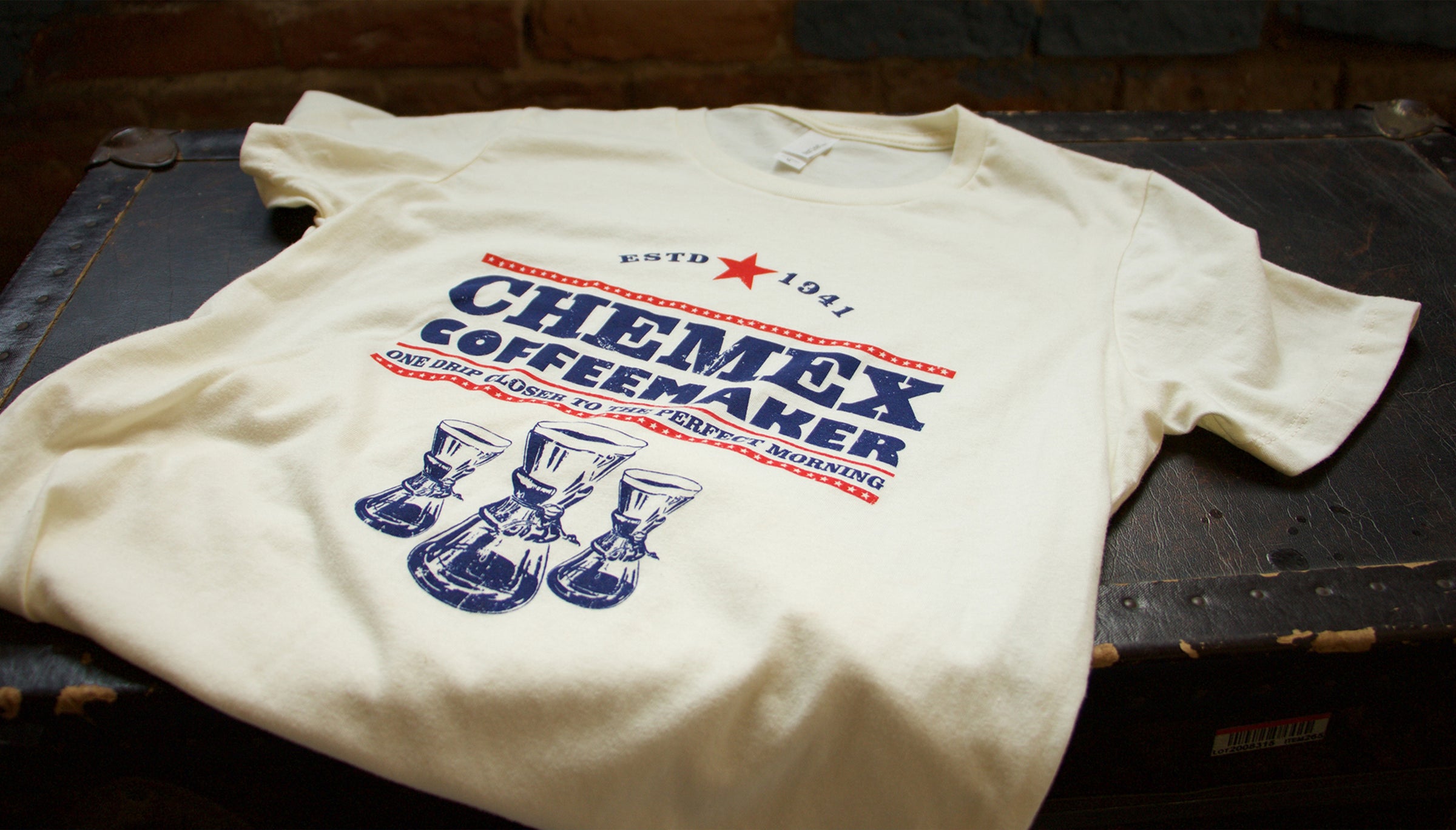 Chemex t-shirt displayed on a black surface