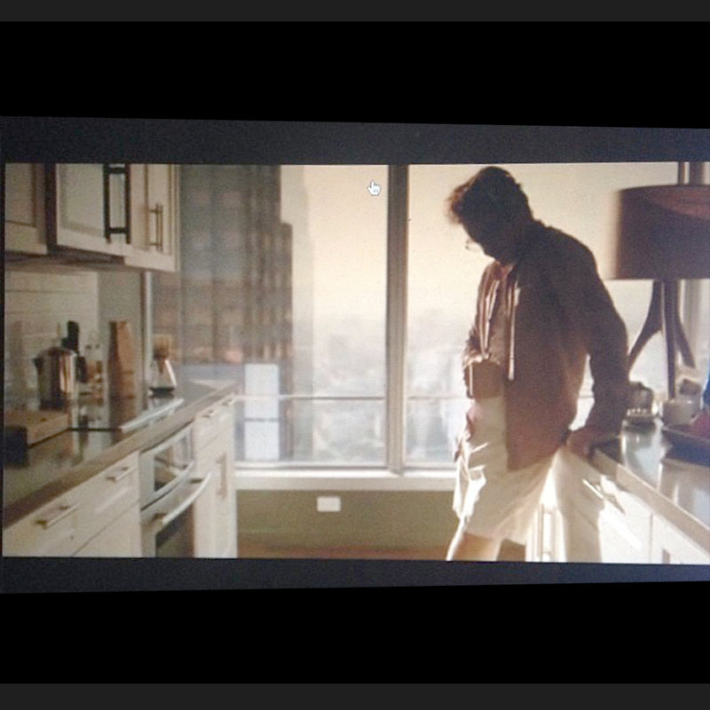This kitchen scene with a chemex on the counter is from the 2013 film Her, looking out over the city.
