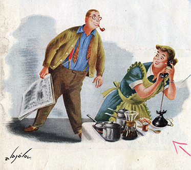 1952 New York Post cartoon — Chemex in a domestic scene