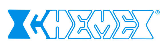 CHEMEX 1970s wordmark — blue-outlined display lettering