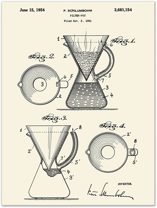 P. Schlumbohm filter-pot patent diagram, US 2,681,154 filed Oct 3 1951, issued June 15 1954