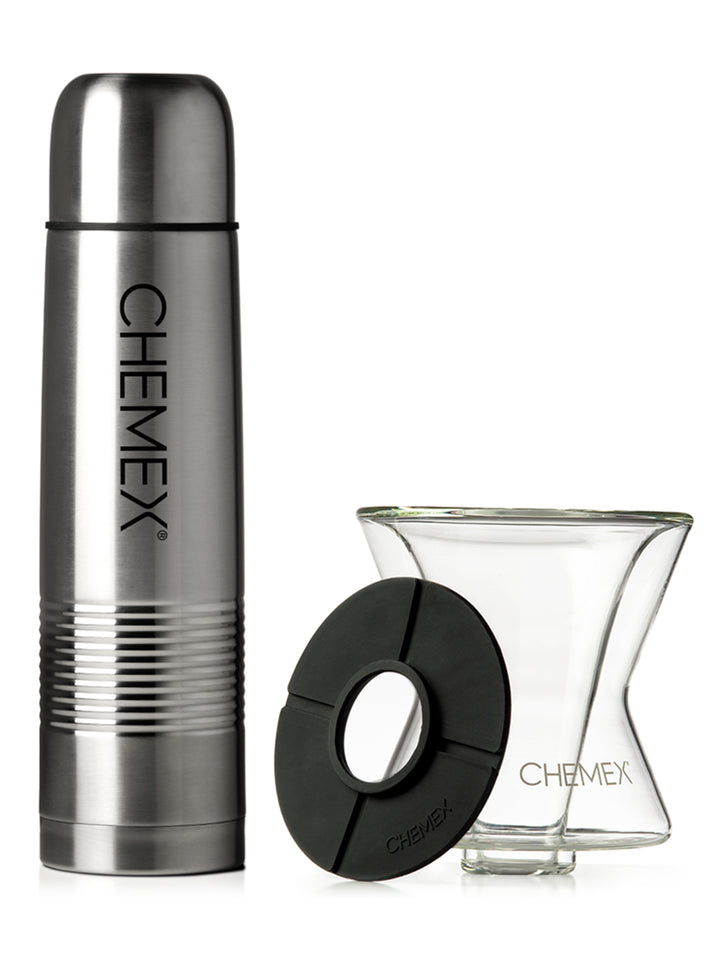 Chemex Thermos next to the Funnex on a white background 